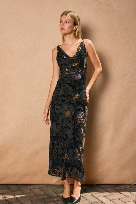 Midnight Orchid Velvet Midi Dress