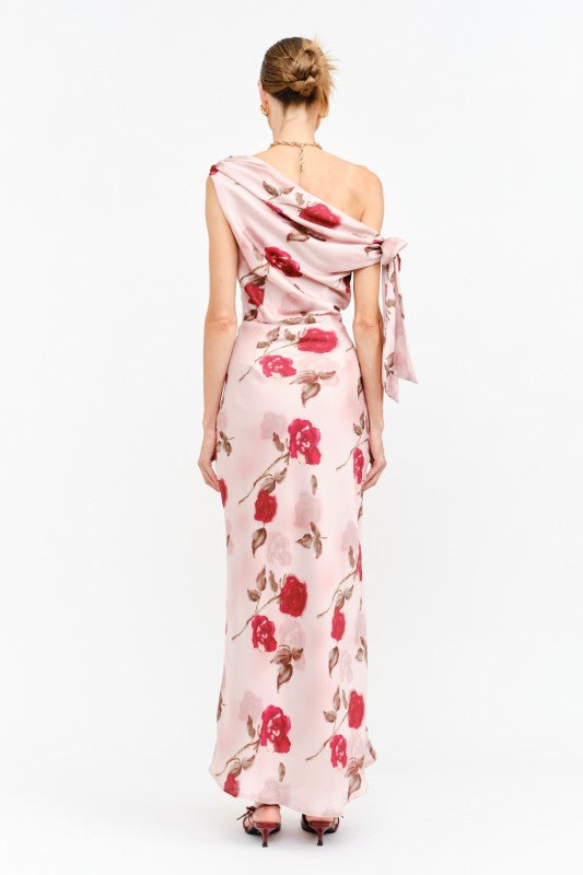 Remie Mauve Floral One Shoulder Dress