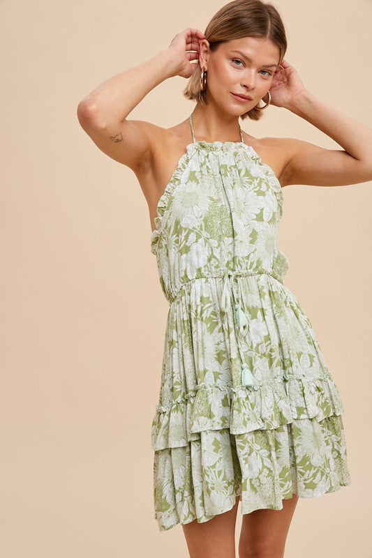 Fern Floral Halter Mini Dress