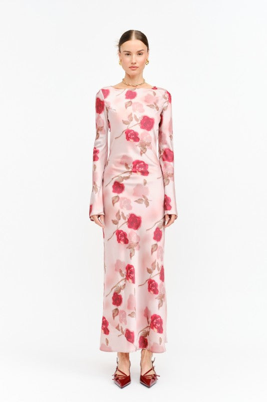Georgie Mauve Floral LS Maxi Dress