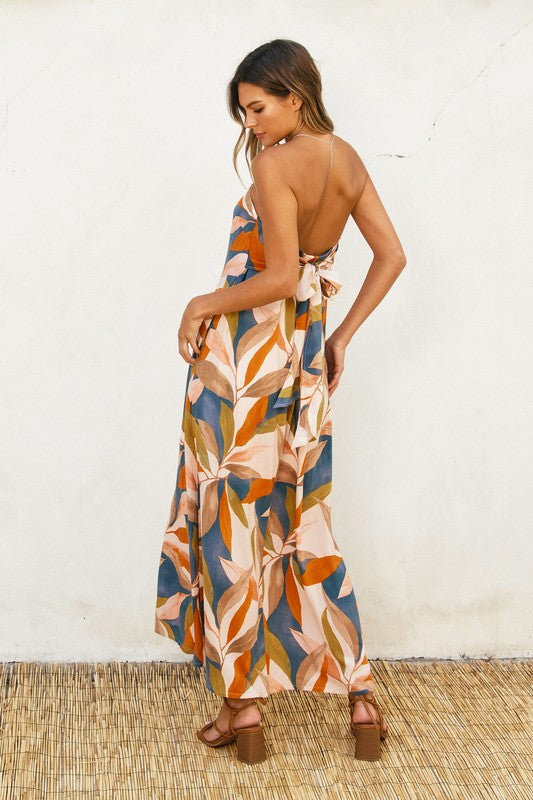 Persimmon Blue Tropical Tube Midi Dress