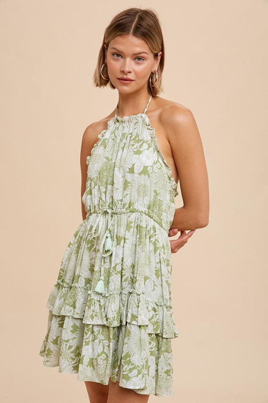 Fern Floral Halter Mini Dress